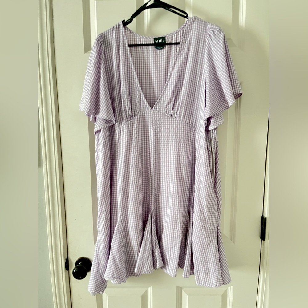 Purple and White Gingham Aline Dress